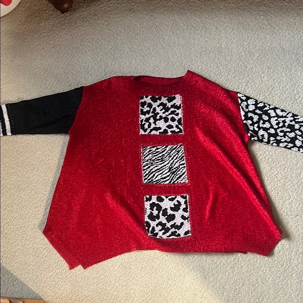 Red Animal Print Sweater